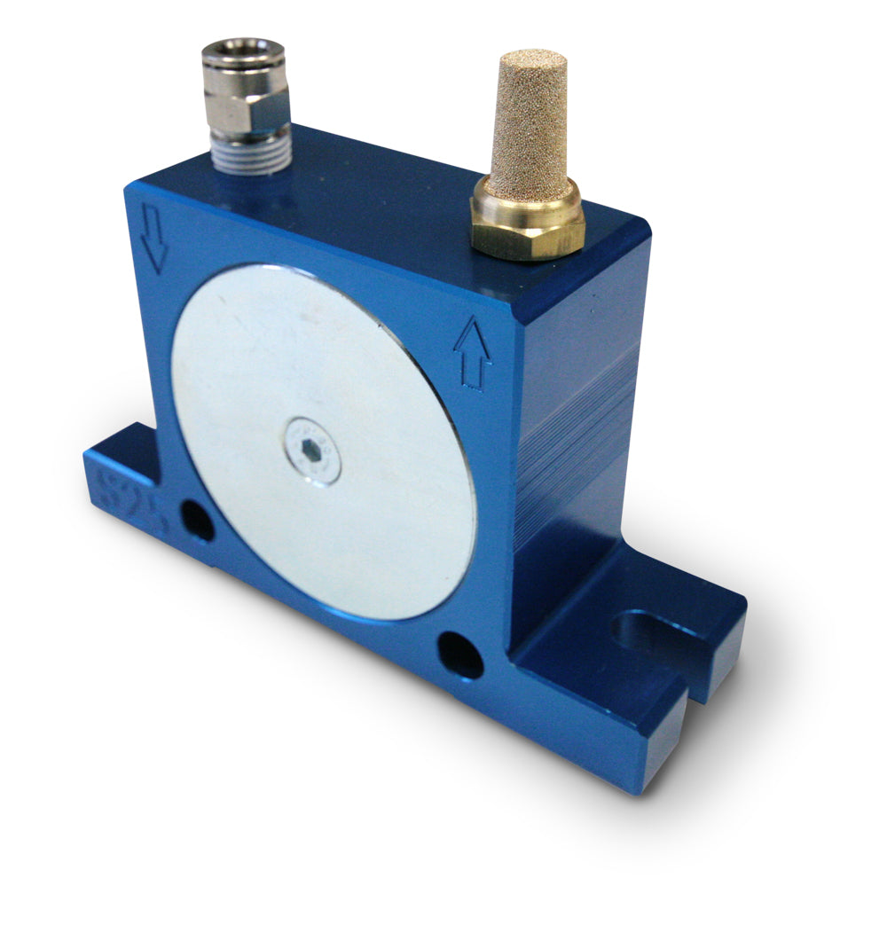 S-Series pneumatic ball vibrator installed on hopper for powder flow improvement